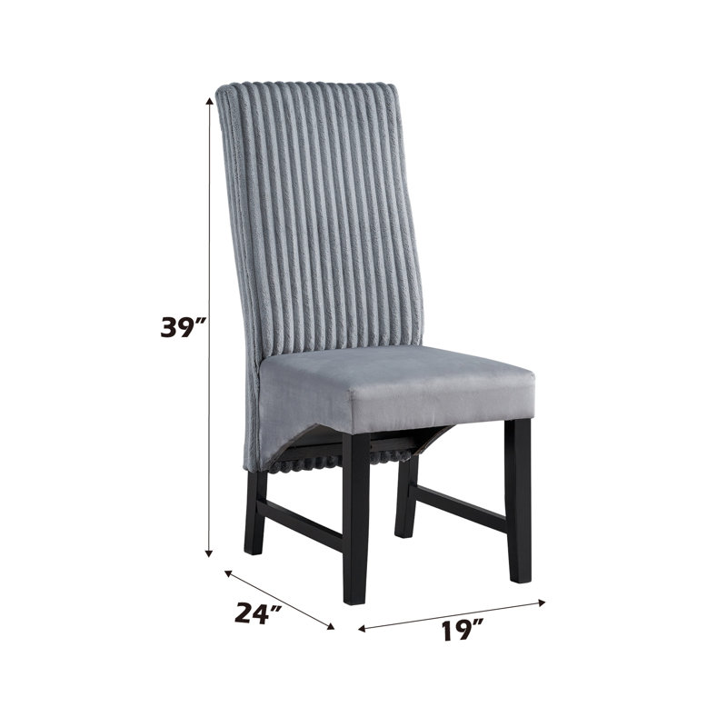 2 chaises d'appoint en velours côtelé noir et gris - siège de 18 po x 18 po, hauteur de siège de 19 po, mousse de fabrication capacité de 220 lb par chaise, dimensions de 18 po, rembourrage doux