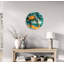 Horloge murale en verre trempé, art de paysage d'arbre de la nature 3D Papercut, décoration moderne orange sarcelle, grande pendaison de crémaillère ronde silencieuse-292308948-292308949