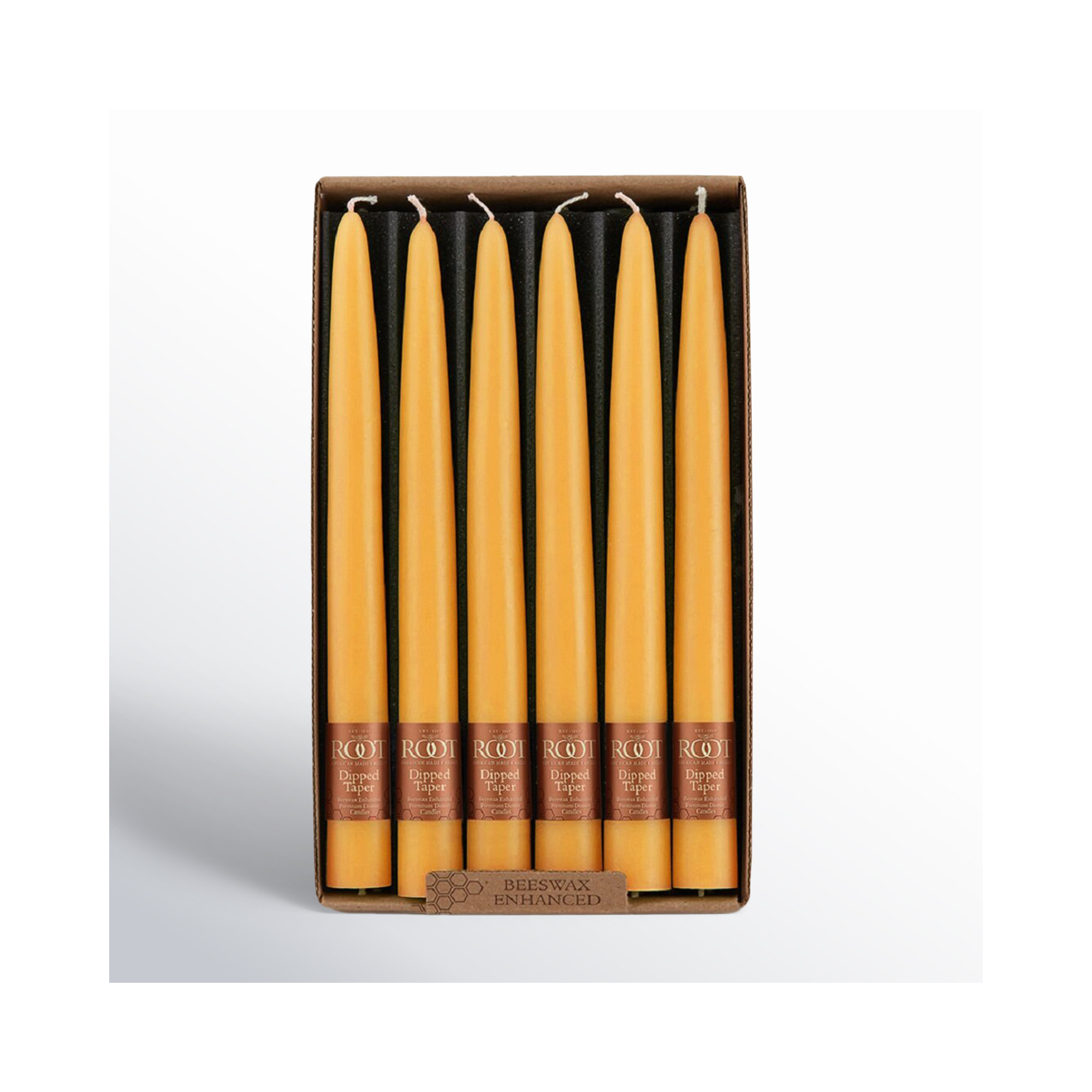 12 Piece Unscented Taper Candle Set, Butterscotch, 9" H x 0.88" W x 0.88" D