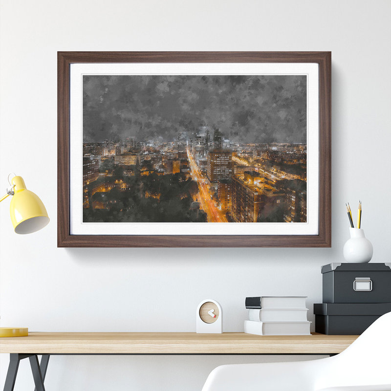 Montreal Skyline Vol.3 - Picture Frame Graphic Art, 27cm H x 36cm W x 2cm D, Walnut