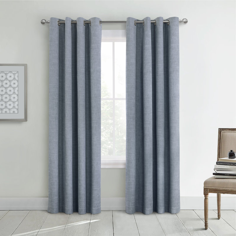 Rideau occultant avec œillets Maya - Bleu ardoise, L 52 po x L 63 po
