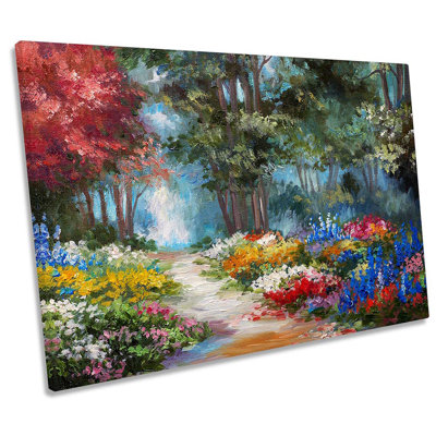 Forest Landscape Floral Flowers Framed - Wrapped Canvas Print