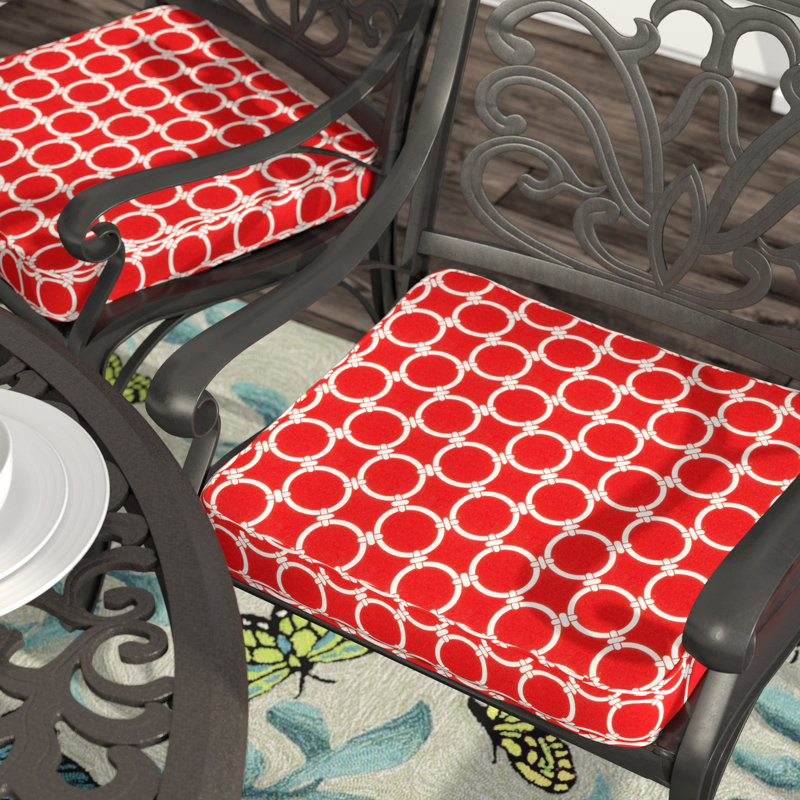 Bridgewood Outdoor 3'' Dining Chair Cushion, Link Red, 20" W x 20" D