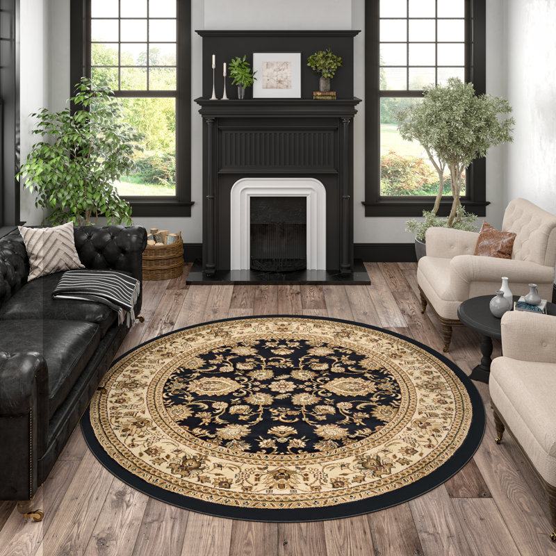 Tapis d'intérieur à motif floral pour enfants Clarence, Rond 7 pi 11 po
