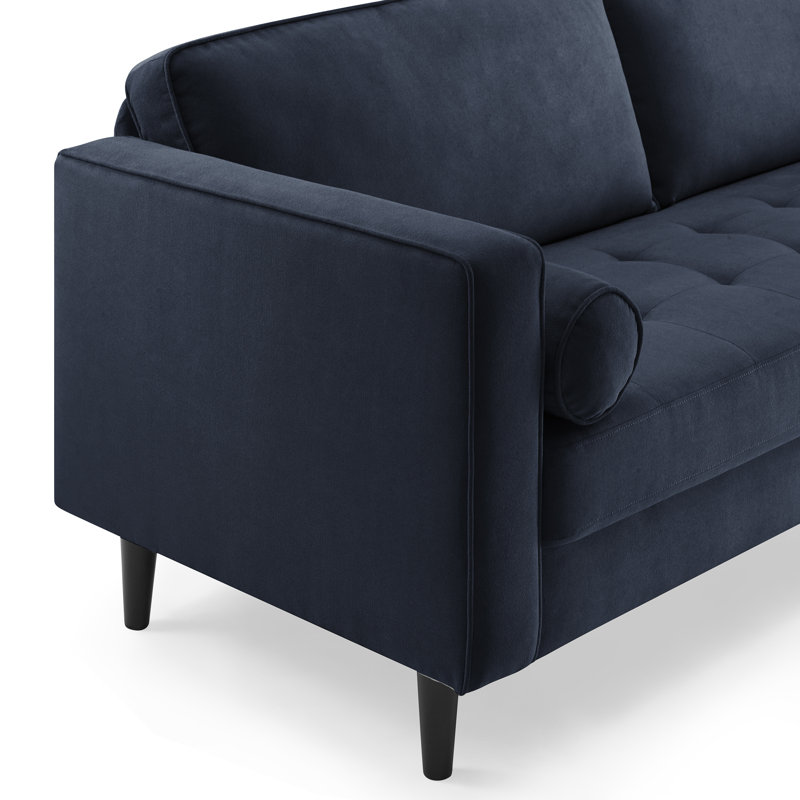 Jeses 81.5" W Mid-Century Modern Sofa,  Dark Blue Polyester Blend