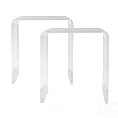 Acrylic End Table, 2 Pcs C-Shaped Lucite Side Tables, Clear Acrylic Side Table For Drink, Food, Snack Used In Living Room, Bedroom, And Study, Table