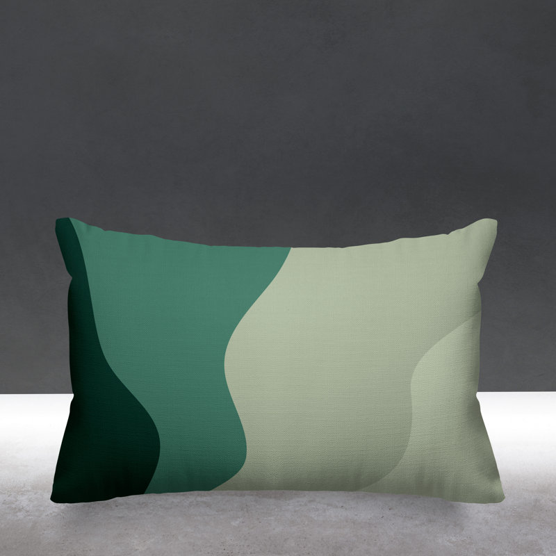 Bunko Ombre Outdoor Reversible Throw Pillow, 17" x 17", Emerald, Square