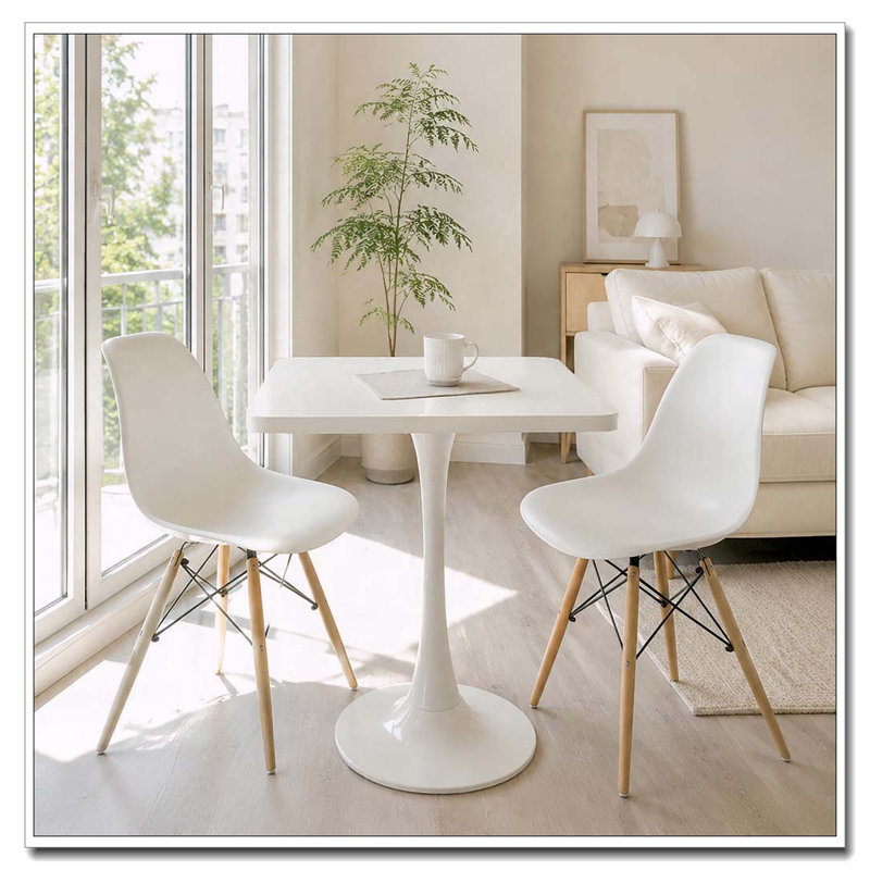 Table de salle à manger carrée Tulip, H 29,1 po x l 24 po, Blanc