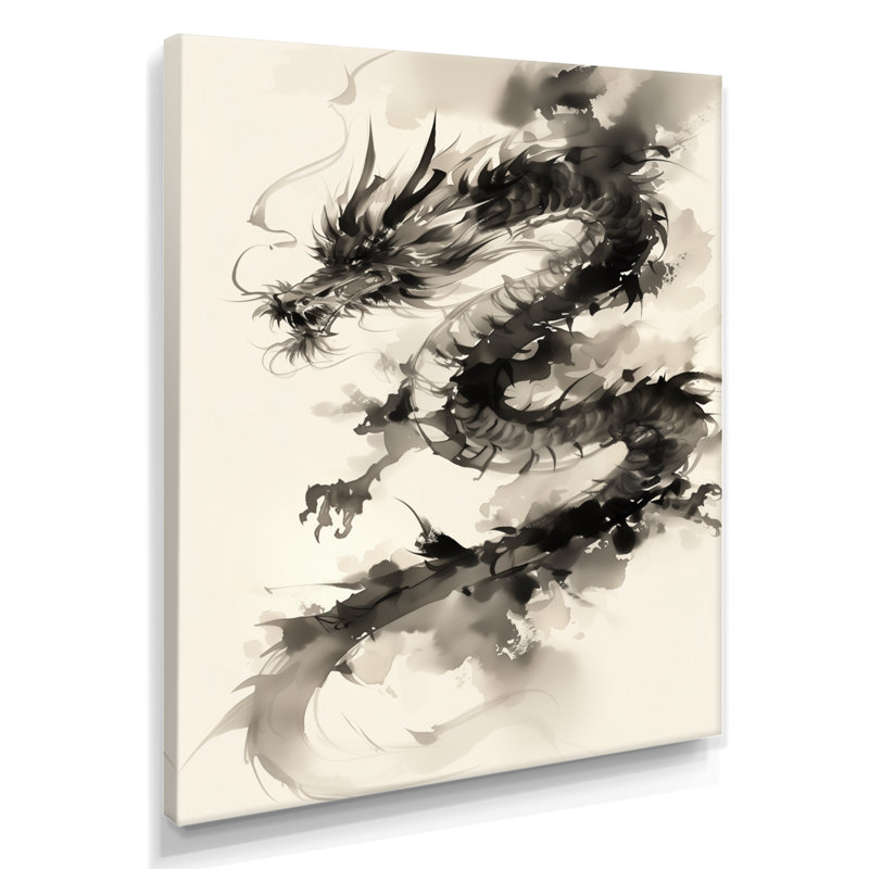 Portrait d'un dragon chinois - Dragons, art mural dans le salon, Toile tendue, H 20 po x l 12 po x P 1 po
