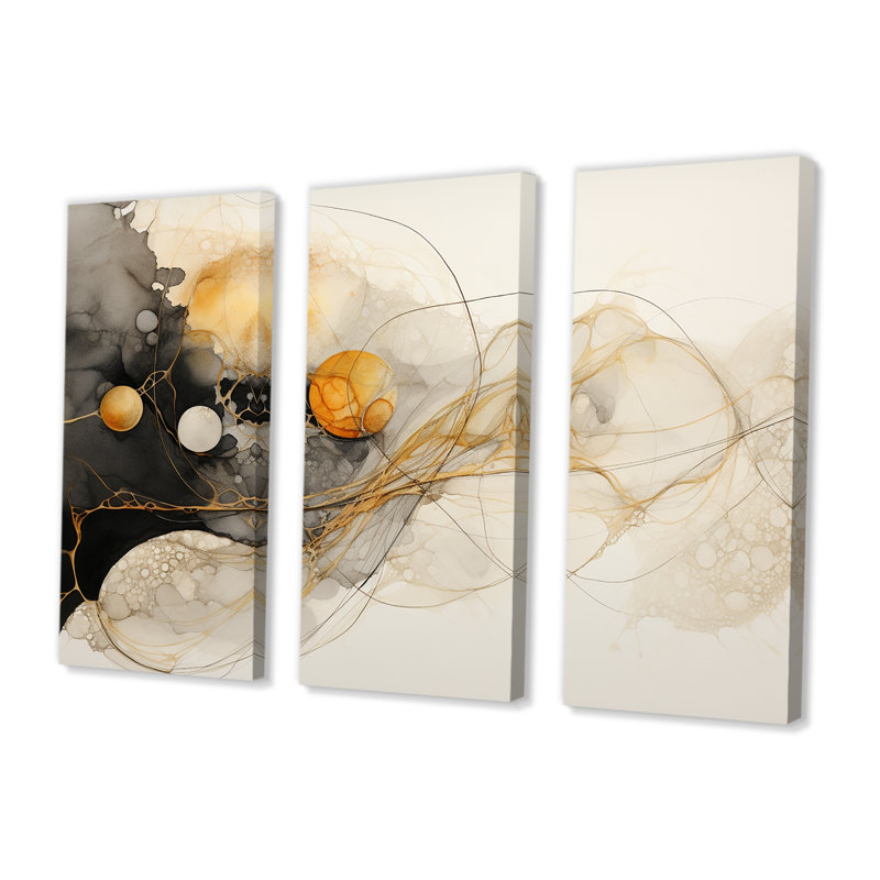 Maselli - ensemble d'impressions murales abstraites à encre liquide, Toile tendue, H 32 po x l 48 po x P 1 po