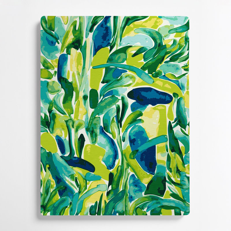 Abstrait aquarelle 57, art mural en métal vert, H 24 po x l 36 po