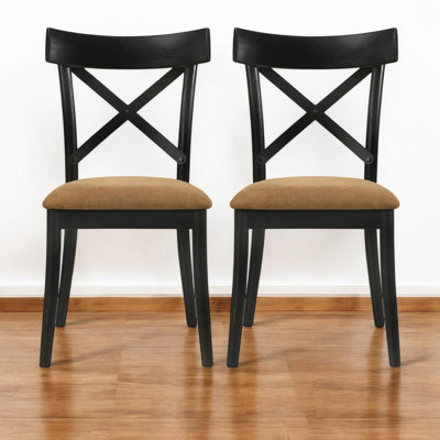 Birch Brown Leathaire & Black Finish Side Chair(Set-2)