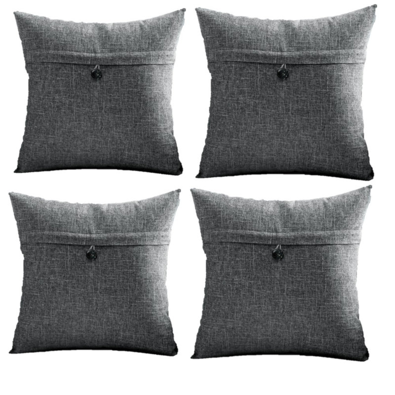 Housses de coussin rétro à un bouton, Gris