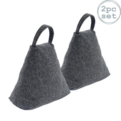 Nicola Spring - Herringbone Door Stop - 23 x 22.5cm - Grey