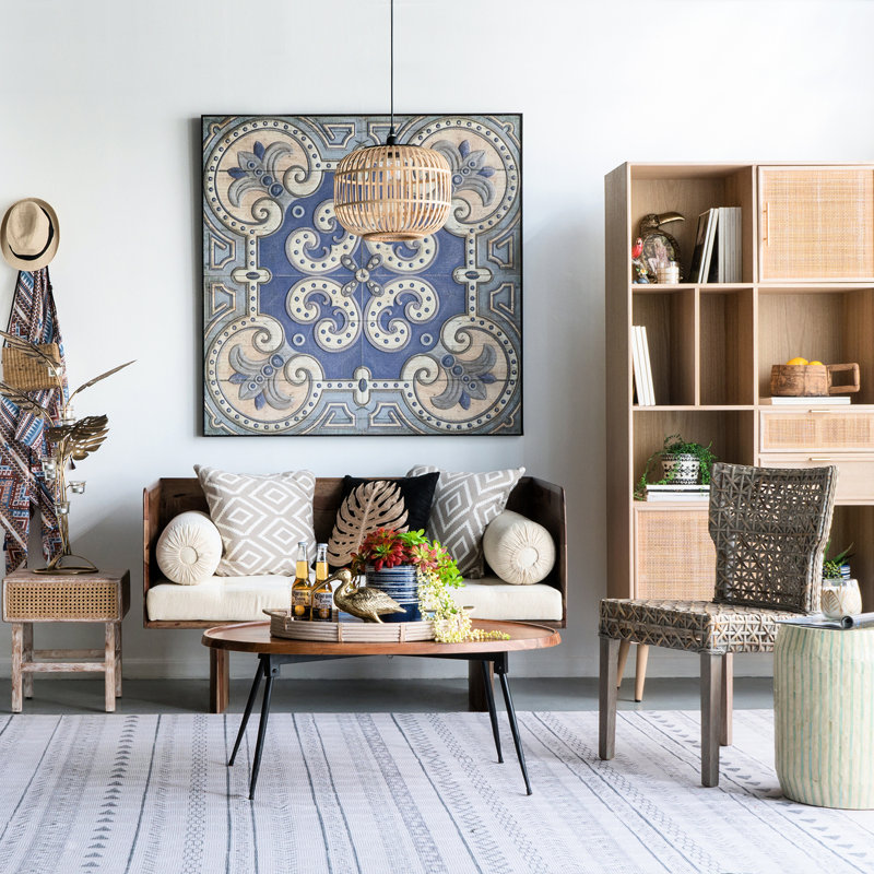 Table basse ovale en bois et fer, 39 po x 26 po x 16 po, finition naturelle, Union Dazzle Finish Union, leurre