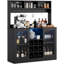 Armoire garde-manger arquée 71,65 po avec portes et bibliothèque en bois avec 2 tiroirs-2118545820