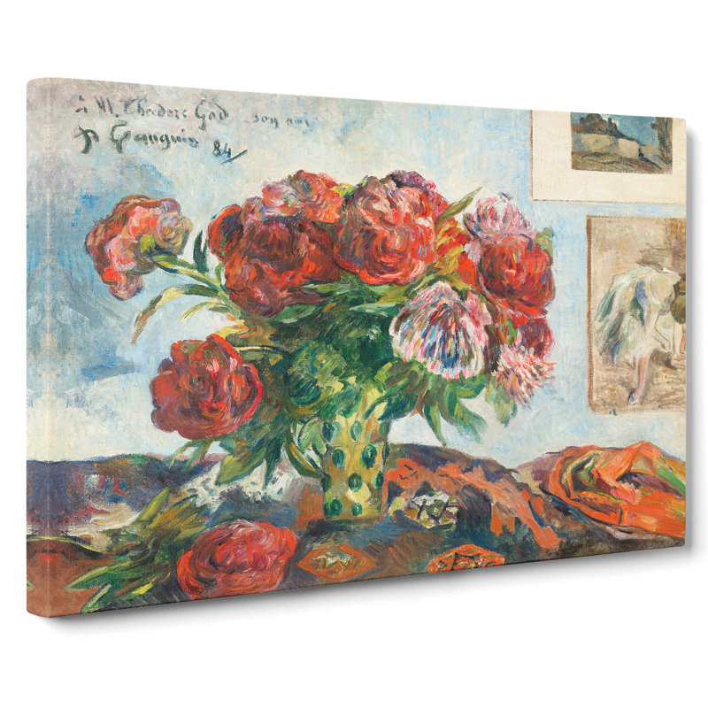 Still Life with Peonies by Paul Gauguin - Wrapped Canvas, 50cm H x 76cm W x 3cm D