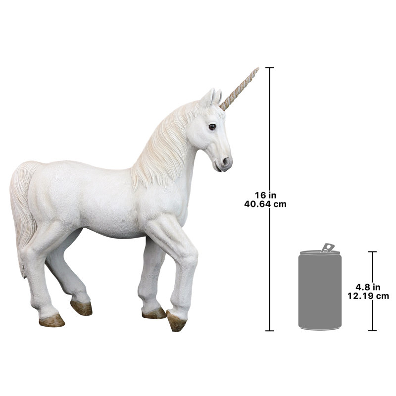 Mystical White Resin Unicorn Garden Statue, 16 Inches