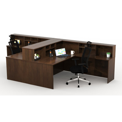 Reception Corner Office Desk Work Stations Furniture Model 4C54004CECD24AB99580ED27285BE1E2 10Pc Group Contemporary Espresso Color. Included 10Pc Set Furniture Pieces