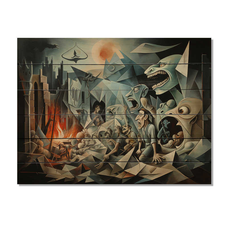 Chef-d'œuvre Guernica par Pablo III sur bois, H 24 po x l 32 po x P 0,78 po