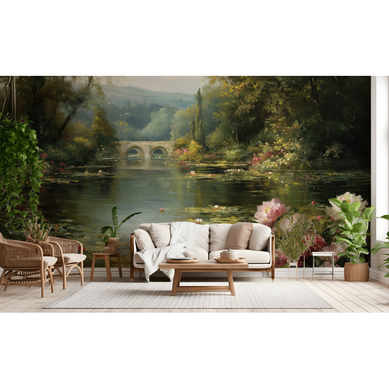 Murale Serene Pond, 100"x96", Peler et coller
