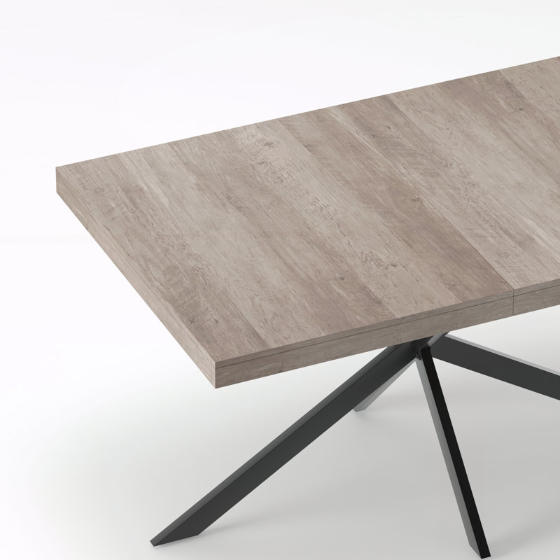 Table de salle à manger rectangulaire extensible de style rétro, idéale pour les salles à manger, les cuisines et les salons.