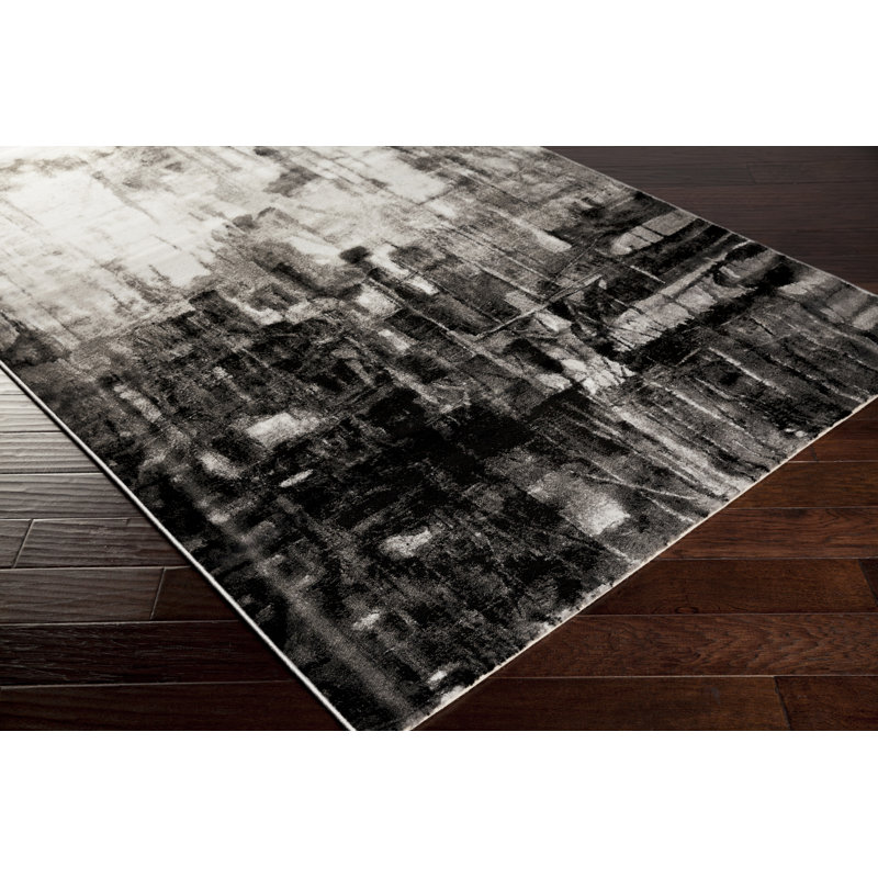 Tapis abstrait gris anthracite Mattox, Rectangulaire 3 pi 11 po x 5 pi 3 po
