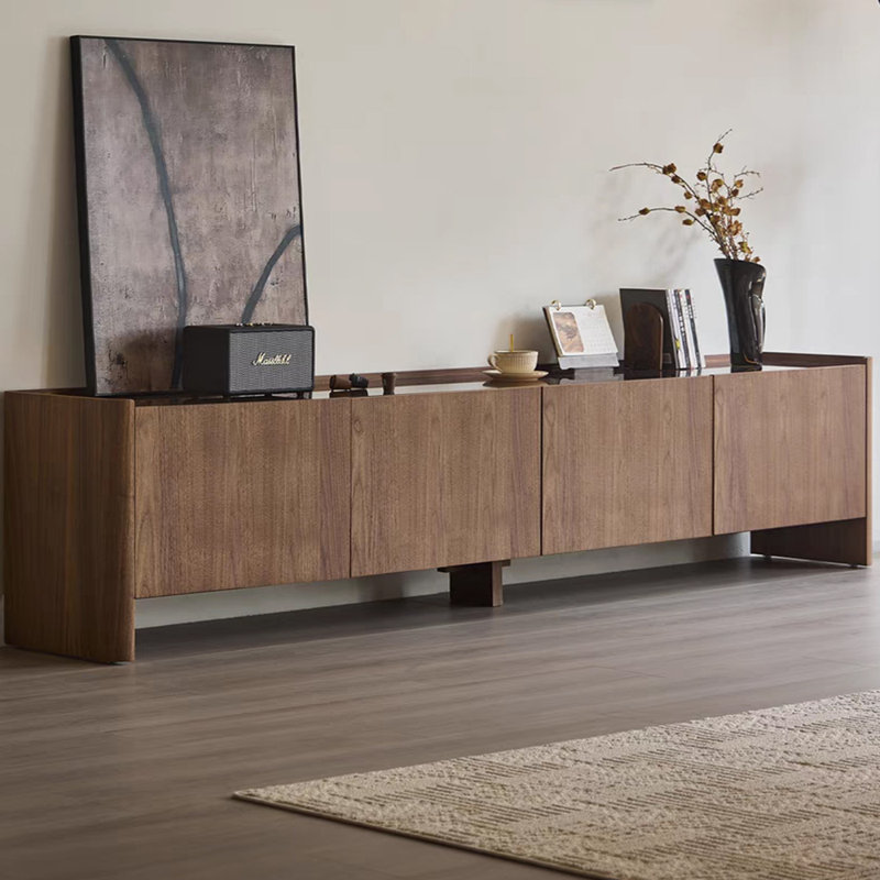 Meuble télé haut de gamme avec rangement en bois massif, H 21,65 po x l 94,48 po x P 15,74 po