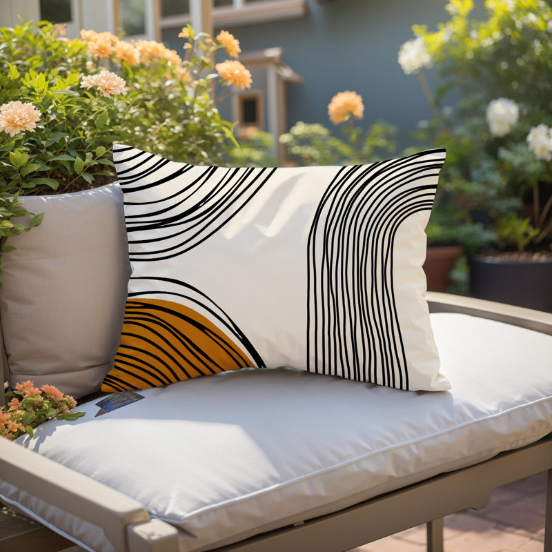 Housse et insert de coussin rectangulaire intérieur / extérieur Cassie, Orange, H 14 po x l 20 po