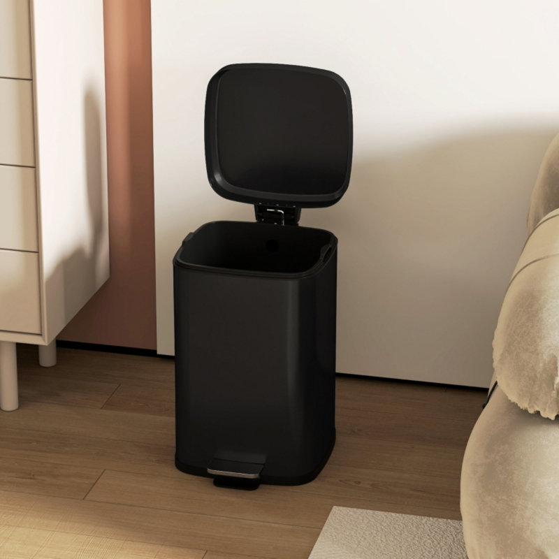 Metal Kitchen Trash Can, Black