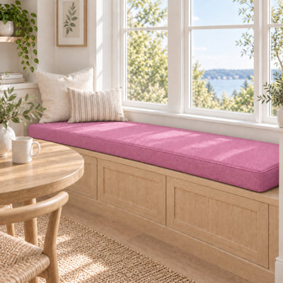 Coussin de banc d'extérieur personnalisé de 2,4 pouces d'épaisseur avec housse en lin synthétique, mousse haute résilience 75D, dessous antidérapant et passepoil simple