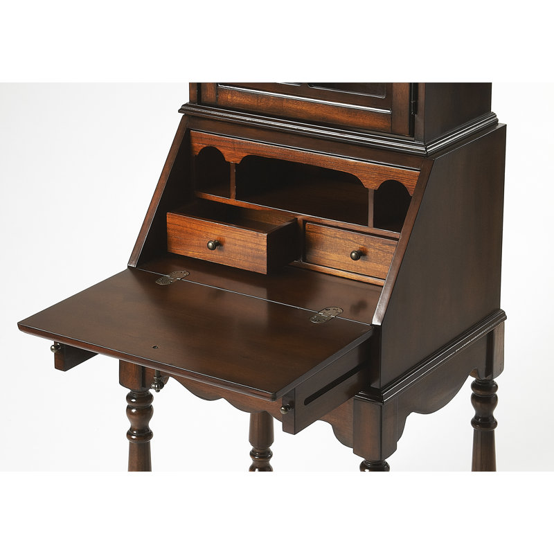 Gaen Secretary Desk with Hutch, Dark Cherry