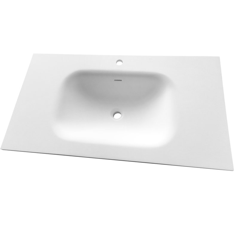 Bathroom Basin Sink Made Of Stone Resin Solid Surface - Matte White, 39.95 In Depth, Adaptable Footprint, Discoloration , Comfortable Use Vanity 39.17 Lb, Seamless Edges, Easy Maintenance, Smooth