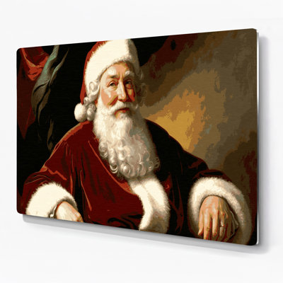 «Christmas Santa Claus Portraits», art mural en métal rouge