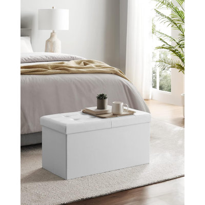 Banc de rangement avec repose-pieds 30 po avec couvercle rabattable, repose-pieds coffre de rangement, similicuir, brun