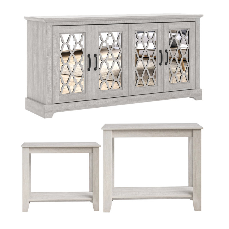 Weddel Basilico Transitional Coordinated 3-Piece Living Room Set, Dusty Gray Oak