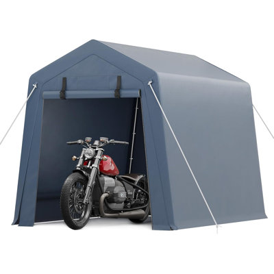 6X6ft Outdoor Storage Shed, Portable Carport With Roll-Up Ventilated Zipper Door And Windows, Heavy Duty Waterproof Tarp
