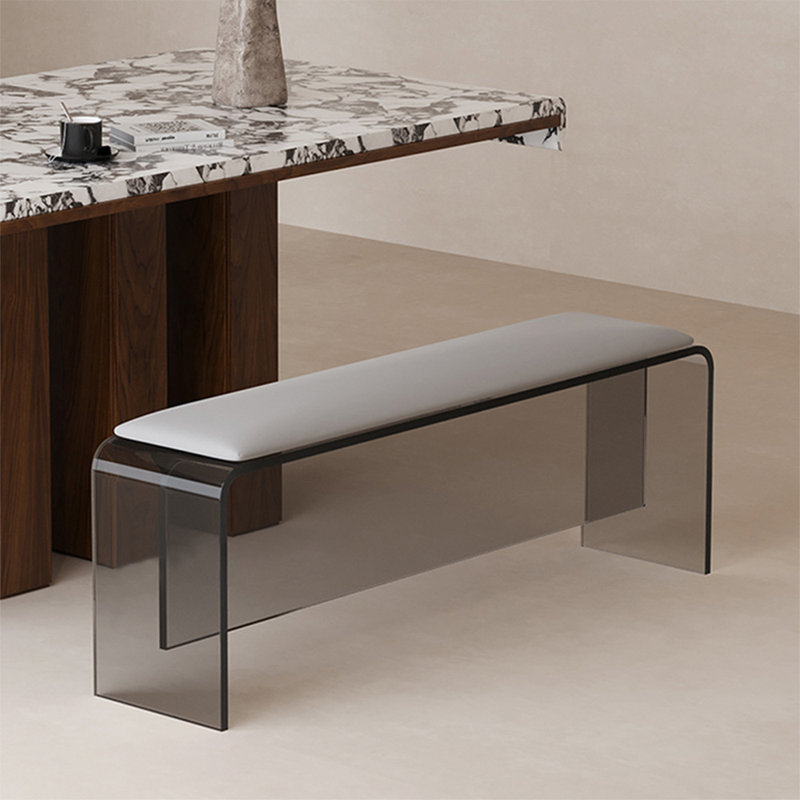  Banc de chambre en cuir gris avec banc d'entrée, Gris
