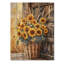 Tournesol et bouquet de blé à la grange - décoration murale en bois de tournesols - sur bois de pin naturel-237876823