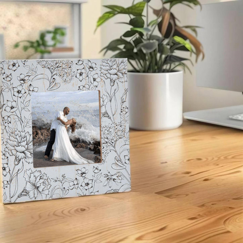 Cadre photo floral en bois