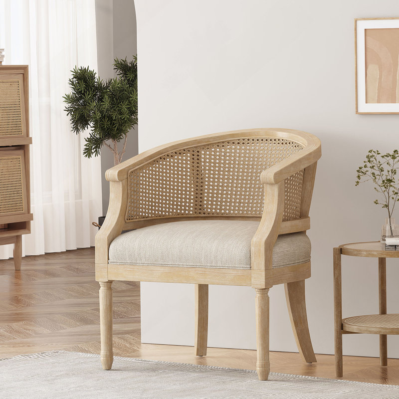 Chaise d'appoint en bois d'hévéa beige naturel, Beige