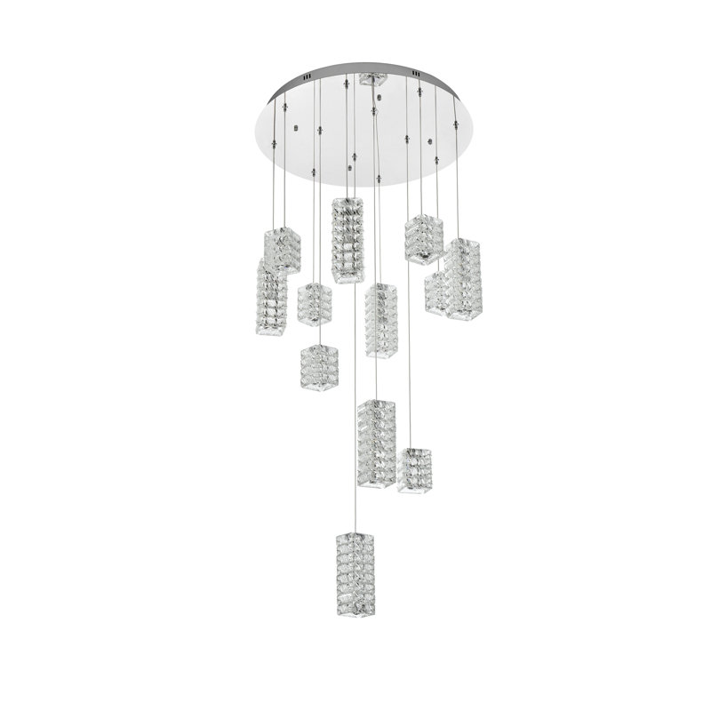 Luminaire suspendu Aston 32 pouces à DEL en or satiné, Chrome