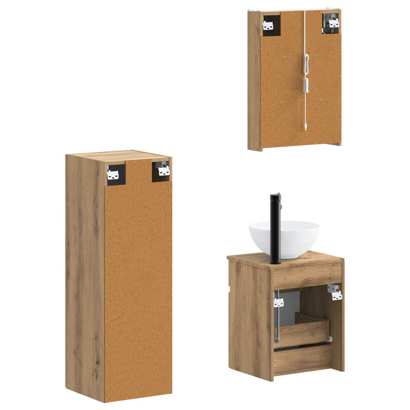 Vanity & Mirror Set, Light Medium Wood