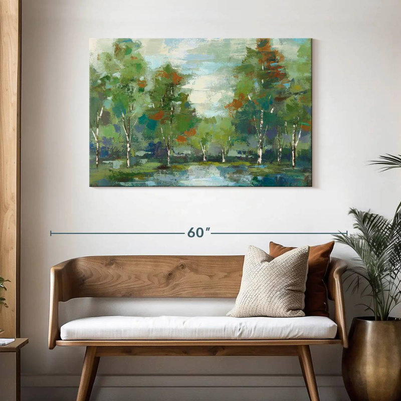 Avery, forêt, aube, turquoise, H 30 po x l 45 po