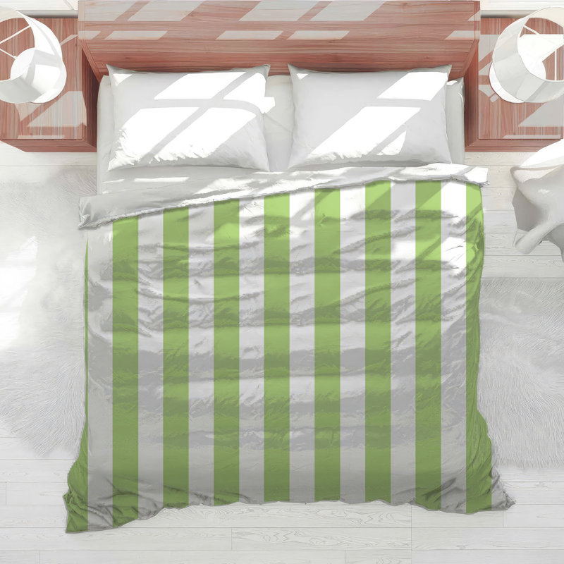 Green White Stripes Comforter, Twin Extra Long