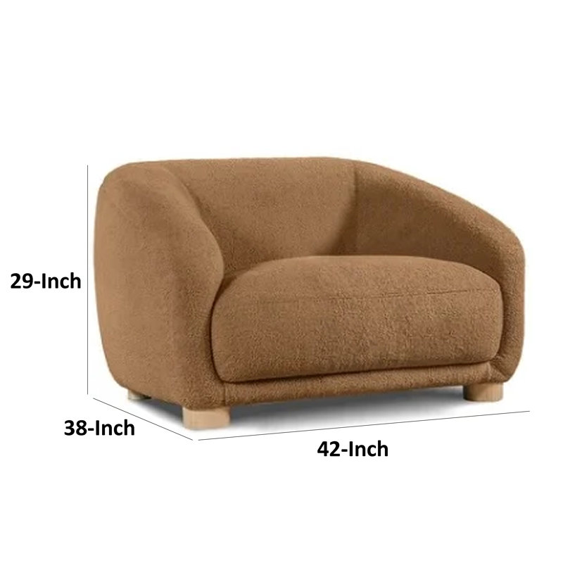 Fauteuil d'appoint Oliver, dossier arrondi, accoudoirs inclinés et boucle souple, Brun