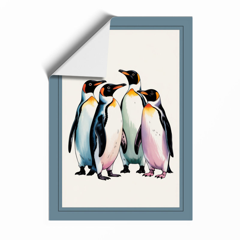 Emperor Penguins Together Coastal - Print, Unframed, A3 - 42.0 x 29.7 cm