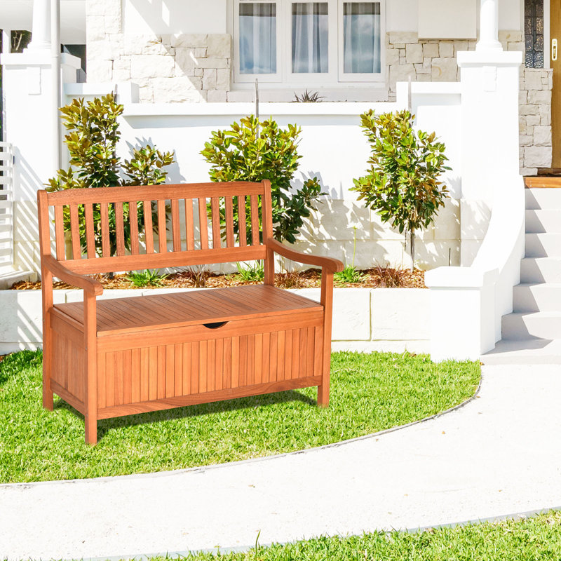 Banc de rangement en bois d'eucalyptus naturel résistant à l'eau 33 gallons Topbuy