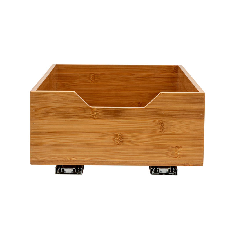 Glidez Bamboo and Steel Pull-Out/Slide-Out Storage Organizer for Under Cabinet Use - 1-Tier Design - Fits Standard Size Cabinet or Shelf, Natural