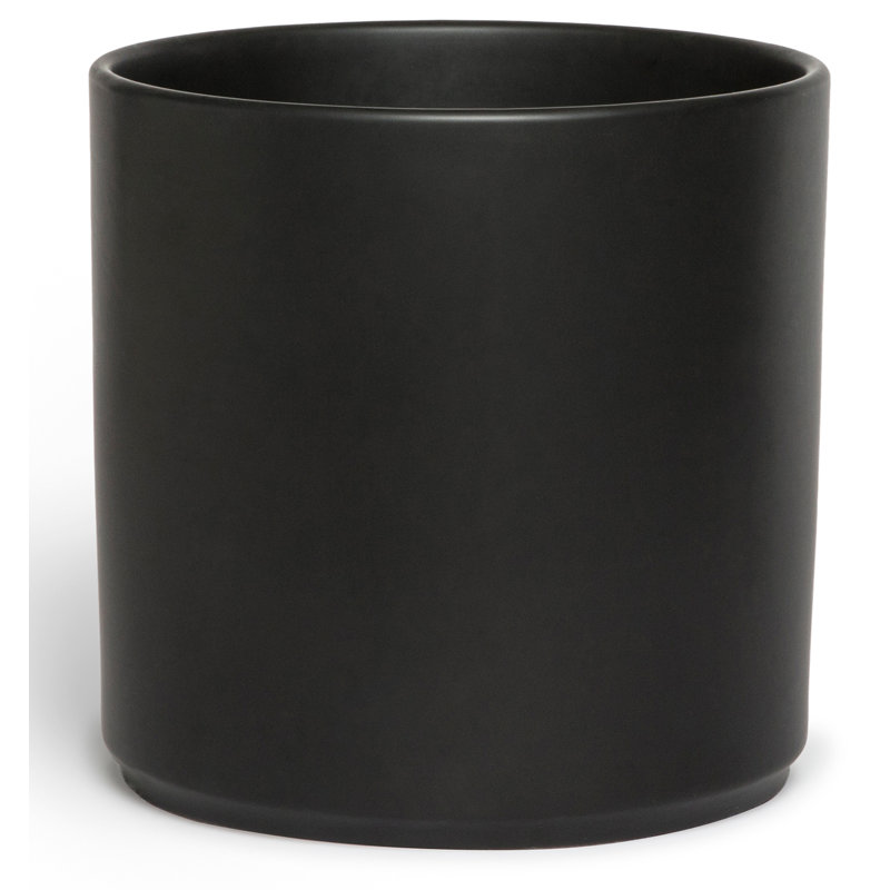 Stoneware Pot Planter, Black, 13.5" H x 13.25" W x 13.25" D
